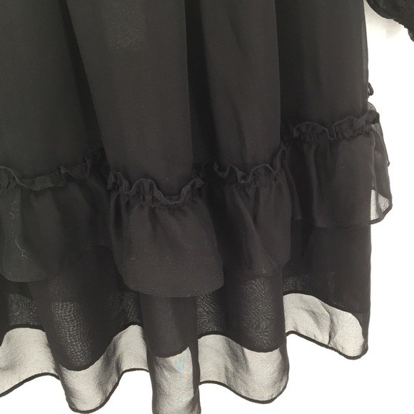 DVF Diane von Furstenberg Haven black silk sheer ruffle chiffon dress new S 4 6 - Picture 3 of 6